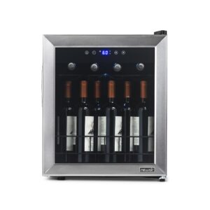 NewAir Compact Wine Cooler Refrigerator | 16 Bottle Capacity | Freestanding/Built-in Countertop Wine Cellar in Stainless Steel with UV Protected Glass Door NWC016SS00