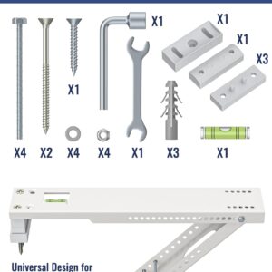 LuckIn AC Window Air Conditioner Support Bracket, Universal for 12,000-24,000 BTU AC Units, Up to 165 lbs, Heavy Duty AC Mounting Bracket, Adjustable Extender Leg & Built-in Bubble Spirit Level