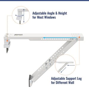 LuckIn AC Window Air Conditioner Support Bracket, Universal for 12,000-24,000 BTU AC Units, Up to 165 lbs, Heavy Duty AC Mounting Bracket, Adjustable Extender Leg & Built-in Bubble Spirit Level