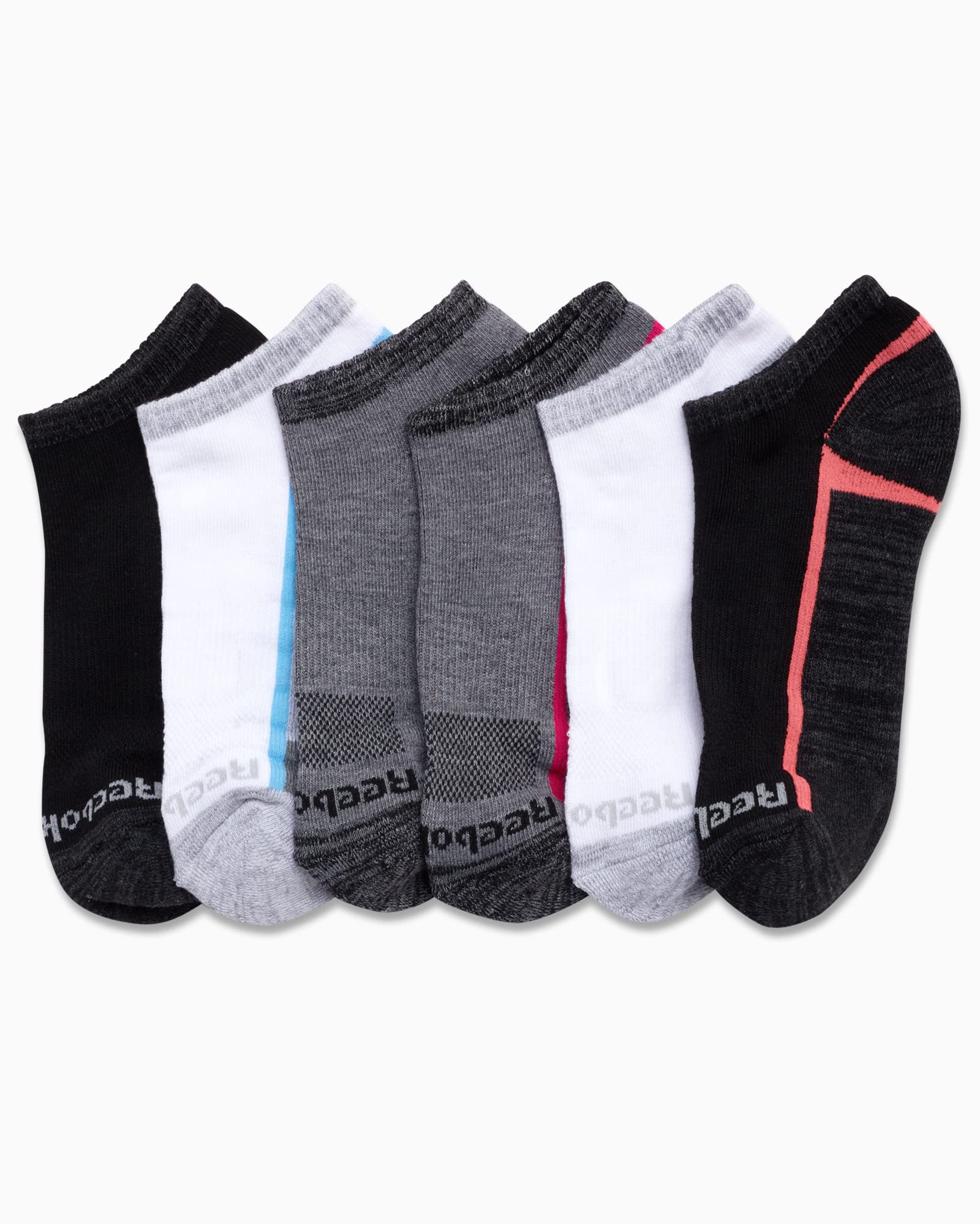 Reebok Women''s No-Show Athletic Performance Low Cut Cushioned Socks (6 Pack), Size 4-10, Black/Heather Grey