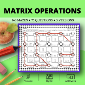 matrix operations maze activity sets