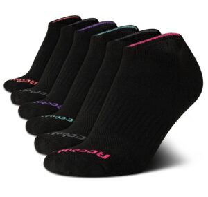 reebok women's athletic socks - performance cushioned low cut socks (6 pack), size 4-10, solid black