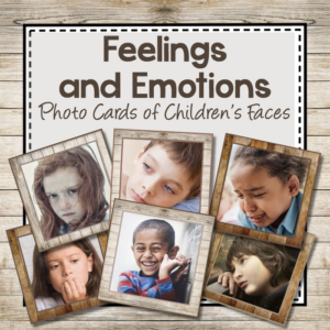 printable feelings and emotions photo cards - to teach children how to identify and label feelings
