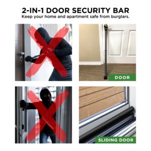 Guard Dog Security Door Jammer 2-in-1 Adjustable Door Knob Jammer & Sliding Patio Door Security Bar – 40 Different Adjustments (Black, 2 Pack)