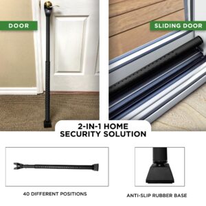 Guard Dog Security Door Jammer 2-in-1 Adjustable Door Knob Jammer & Sliding Patio Door Security Bar – 40 Different Adjustments (Black, 2 Pack)