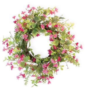 boston international decorative front door/wall wreath, 23.5-inches, pink harmony