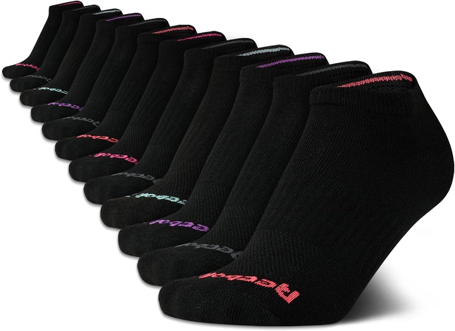 Reebok Women's Athletic Socks - Performance Low Cut Socks (12 Pack), Size 4-10, All Black