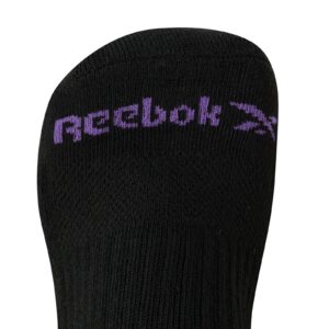 Reebok Women's No Show Athletic Breathable Low Cut Cushioned Socks (12 Pack), Size 4-10, Solid Black