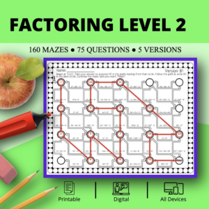 algebra: factoring level 2 maze activity sets