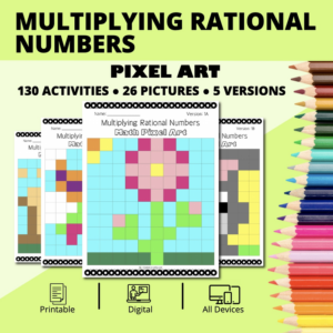 spring: multiplying rational numbers pixel art