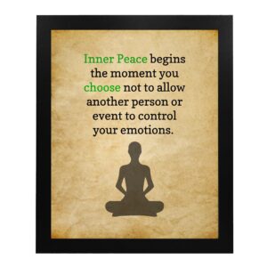 Inner Peace Begins - Spiritual Yoga Inspirational Wall Art, Meditation Parchment Paper Motivational Wall Decor Print For Living Room Decor, Home Decor, Office Decor, or Bedroom Decor, Unframed - 8x10