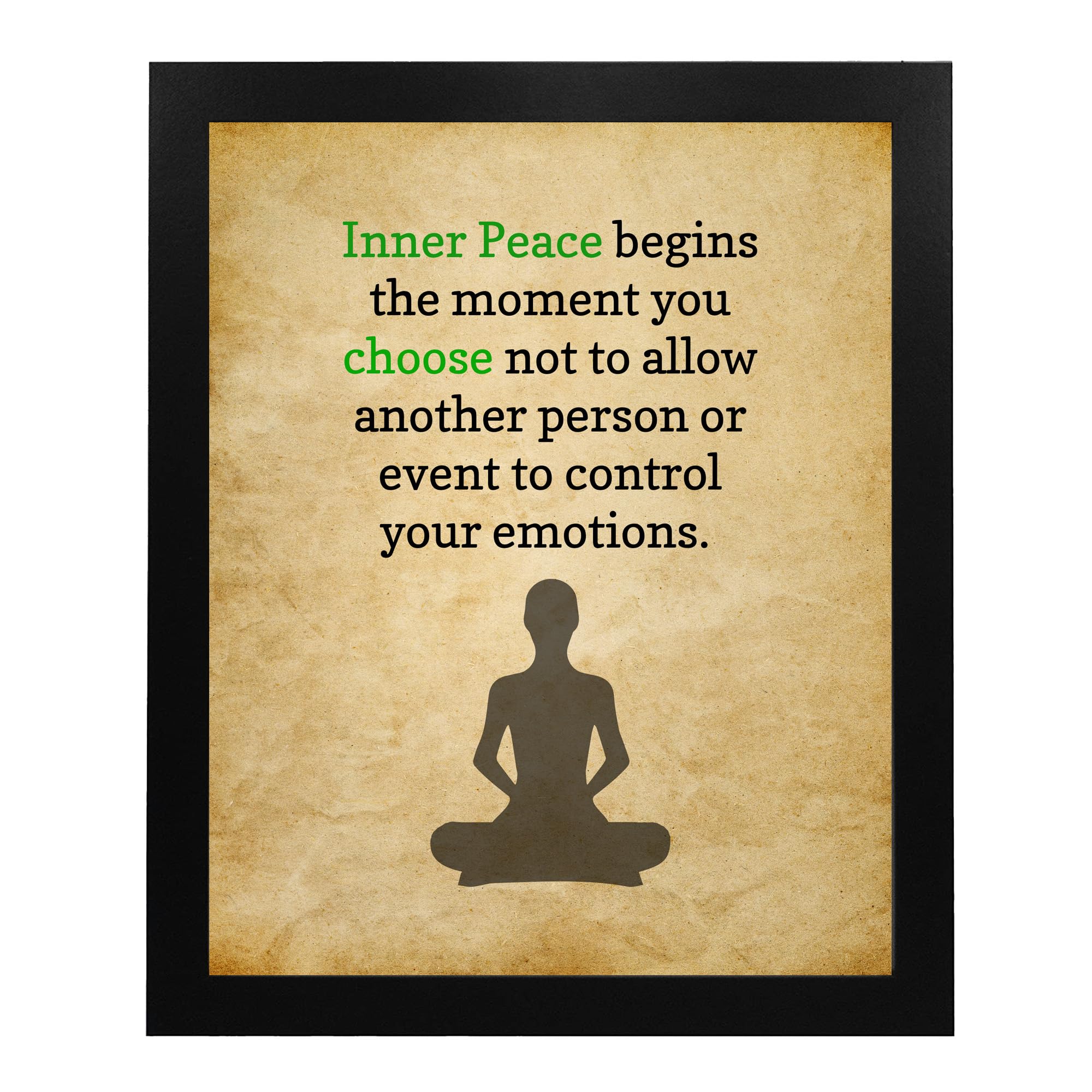 Inner Peace Begins - Spiritual Yoga Inspirational Wall Art, Meditation Parchment Paper Motivational Wall Decor Print For Living Room Decor, Home Decor, Office Decor, or Bedroom Decor, Unframed - 8x10