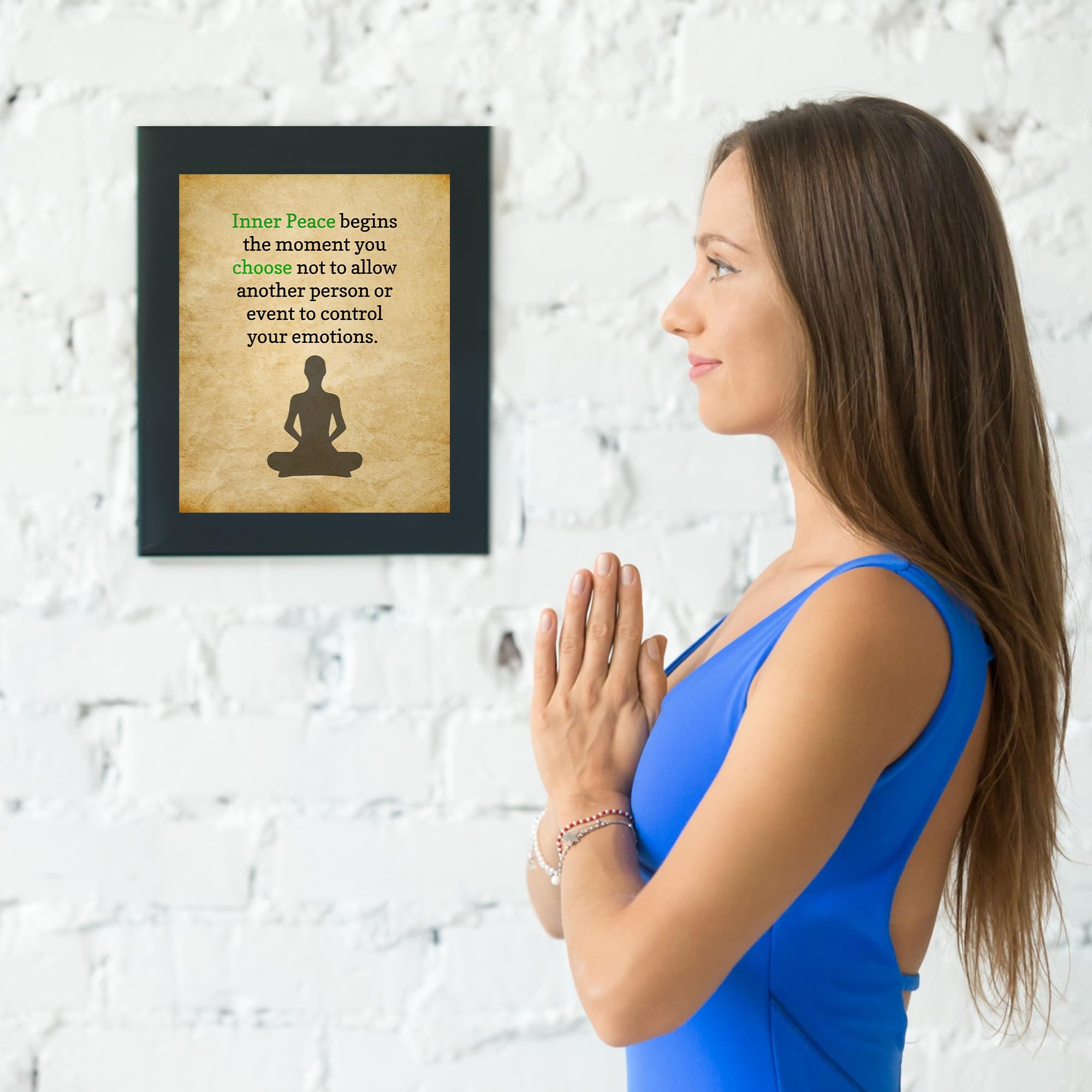 Inner Peace Begins - Spiritual Yoga Inspirational Wall Art, Meditation Parchment Paper Motivational Wall Decor Print For Living Room Decor, Home Decor, Office Decor, or Bedroom Decor, Unframed - 8x10