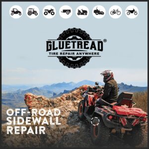 GlueTread External Patch Kit - for Tubeless Tires - No Need to Remove Tire - Kit Includes Enough Material to Patch 4 Tires - ATV Sidewall Repair Kit