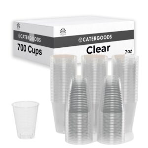exquisite catergoods 700 count bulk pack - 7 oz clear plastic cups - transparent plastic disposable cups multi use cold beverage plastic clear cups for home ~ office ~ parties and more