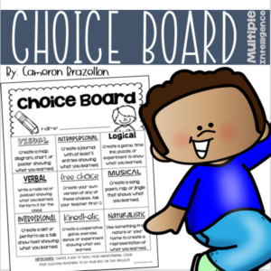 multiple intelligence editable choice board activities for any subject