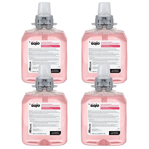 GOJO FMX-12 Luxury Foam Handwash, Cranberry Scent, EcoLogo Certified, 1250 mL Foam Soap Refill for GOJO FMX-12 Push-Style Dispenser (Pack of 4) – 5161-04