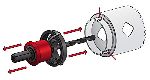 Disston QuickCore 7 pc Set - 1 Each: 1", 1-1/4", 1-1/2", 1-3/4", 2", and 2-1/2" Hole saws, Arbor with a Pilot Drill bit, Hex Key