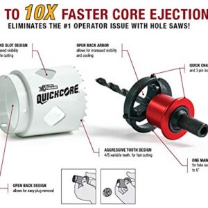 Disston QuickCore 7 pc Set - 1 Each: 1", 1-1/4", 1-1/2", 1-3/4", 2", and 2-1/2" Hole saws, Arbor with a Pilot Drill bit, Hex Key