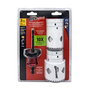 Disston QuickCore 7 pc Set - 1 Each: 1", 1-1/4", 1-1/2", 1-3/4", 2", and 2-1/2" Hole saws, Arbor with a Pilot Drill bit, Hex Key