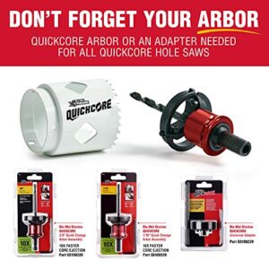 Disston QuickCore 7 pc Set - 1 Each: 1", 1-1/4", 1-1/2", 1-3/4", 2", and 2-1/2" Hole saws, Arbor with a Pilot Drill bit, Hex Key