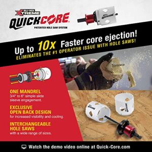 Disston QuickCore 7 pc Set - 1 Each: 1", 1-1/4", 1-1/2", 1-3/4", 2", and 2-1/2" Hole saws, Arbor with a Pilot Drill bit, Hex Key