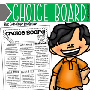 choice board menu activities multiplication