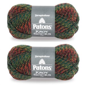 patons kroy socks fx yarn, 2-pack, clover colors