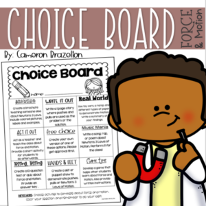 choice board menu force and motion newton's 3 laws activities