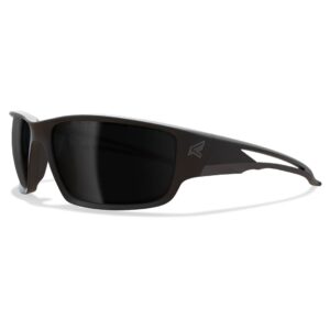 edge kazbek wrap-around safety glasses, anti-scratch, non-slip, uv 400, military grade, ansi/isea & mceps compliant (black, polarized smoke)
