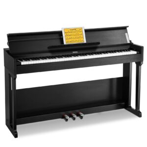 donner ddp-90 digital piano, 88 key weighted piano keyboard for beginner/professional w/three pedals, supports u-disk music playing, pc/tablet/cell phone connecting, audio in/output