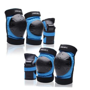 protective gear set for kids/youth knee pads elbow pads wrist guards for skateboarding roller skating cycling bike bmx bicycle scootering 6pcs aged3-8 (blue, s)