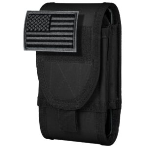 IronSeals Double Capacity Phone Holster, Tactical Molle Belt Pouch with Flag Patch for iPhone 15ProMax/15Plus/14 Pro Max/13 Pro Max/12ProMax/11ProMax, Samsung S23Ultra, Size Large Extra Stiffness