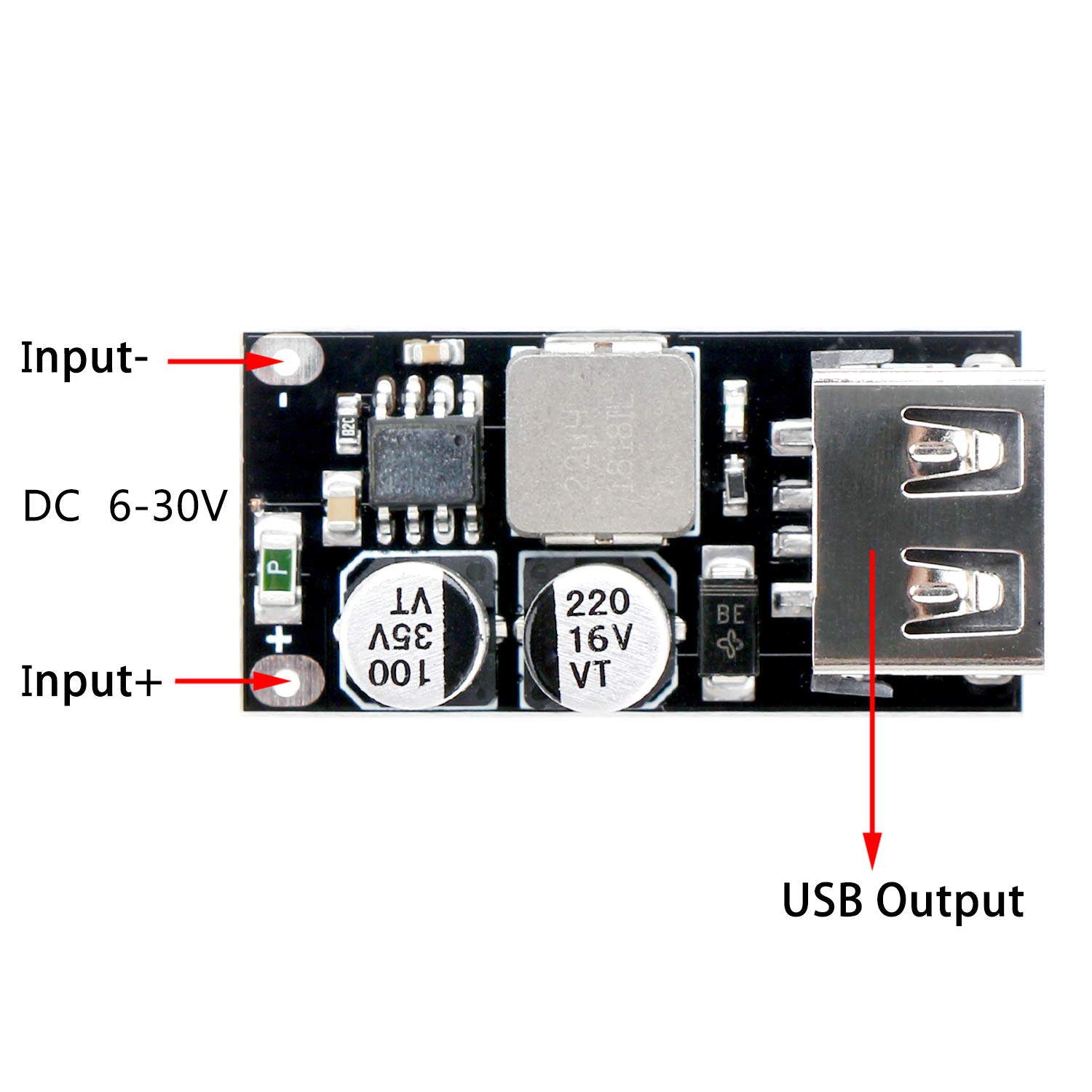 DROK USB Buck Converter, 4pcs DC-DC Step Down Module 6-32V 12V 24V to 5V QC 3.0 Charging Module Power Supply Voltage Regulator Volt Transformer Board