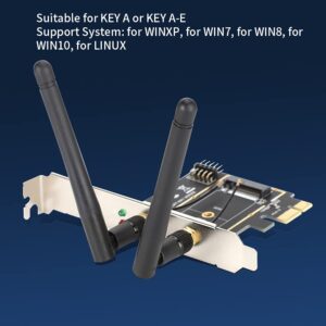 PCI E WiFi Card for PC, PCI E to NGFF M.2 WiFi Bluetooth Wireless Module Adapter Card, PCI E 1X to Key A E Adapter Card, Bluetooth Network Card Expansion Card