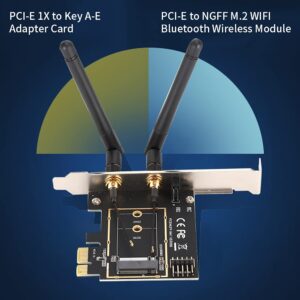 PCI E WiFi Card for PC, PCI E to NGFF M.2 WiFi Bluetooth Wireless Module Adapter Card, PCI E 1X to Key A E Adapter Card, Bluetooth Network Card Expansion Card