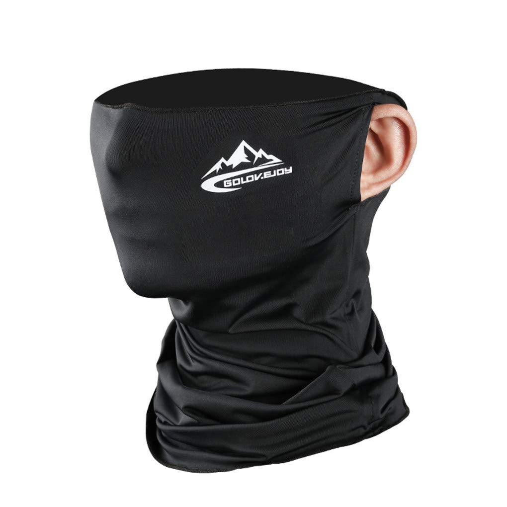 Shanghai Story Black Cooling Neck Gaiter Face Mask Bandana Face Scarf UPF50+ UV Protection Fishing Mask Ear Hanging