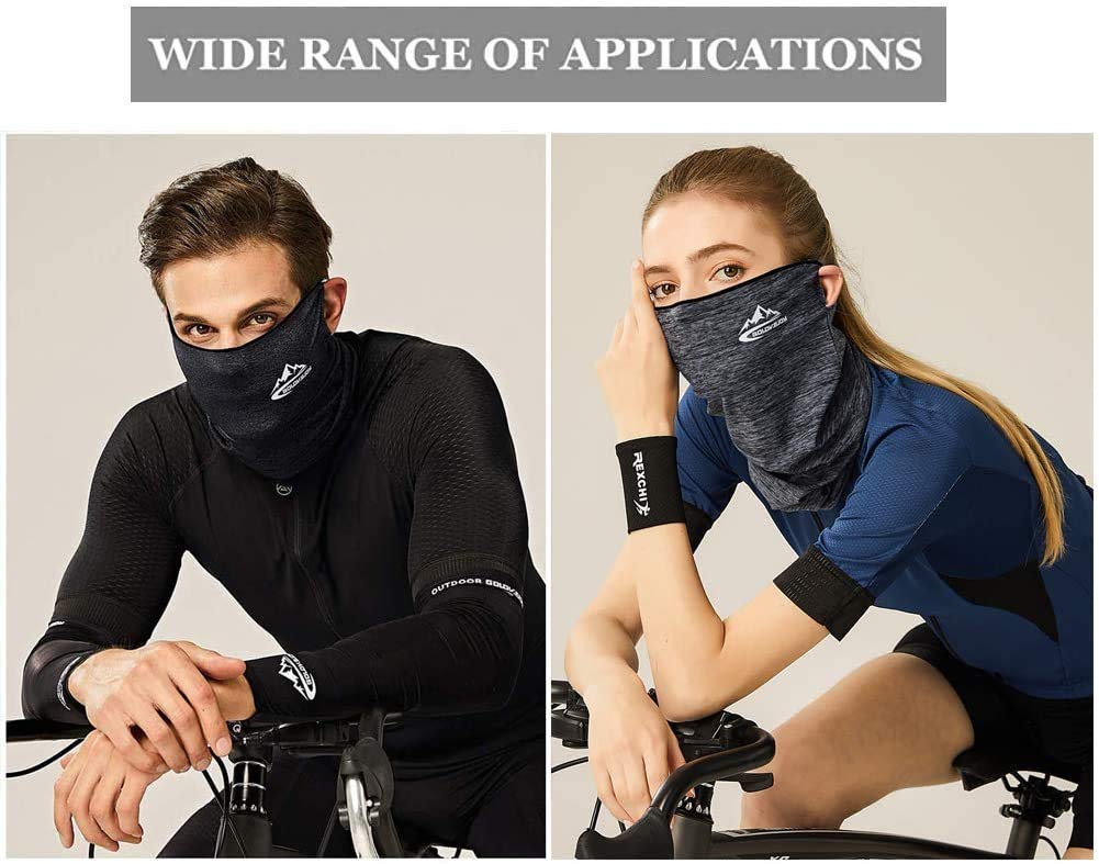 Shanghai Story Black Cooling Neck Gaiter Face Mask Bandana Face Scarf UPF50+ UV Protection Fishing Mask Ear Hanging