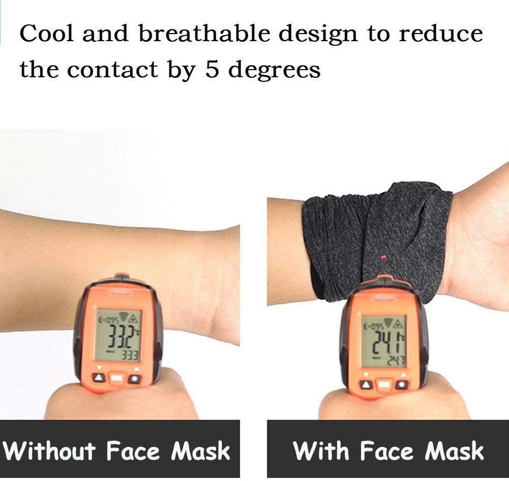 Shanghai Story Black Cooling Neck Gaiter Face Mask Bandana Face Scarf UPF50+ UV Protection Fishing Mask Ear Hanging