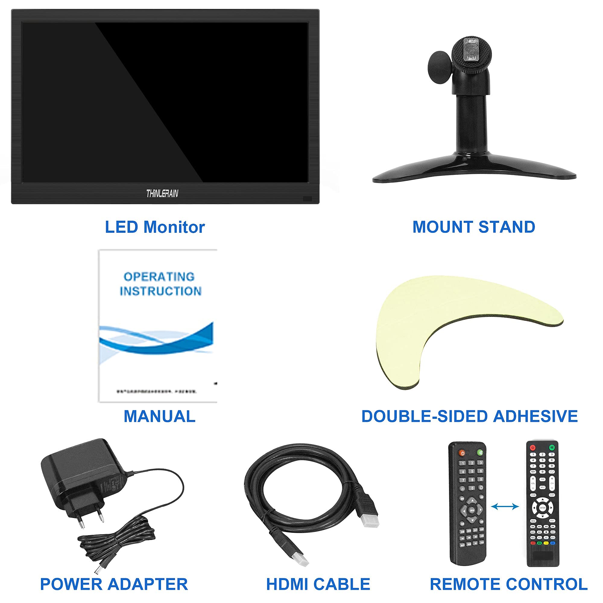 Thinlerain 13.3 inch Small PC Monitor Mini Monitor HDMI Monitor 1366x768 LED Monitor with HDMI VGA AV BNC USB Intput, for Fire Stick Computer Xbox Ras pi, Kitchen Monitor, Built-in Speaker