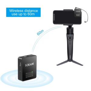 Sokani Tiny UHF Wireless Lavalier Microphone Lav Mic System with Transmitter and Receiver Compatible with Camera Smartphones iPhone Android DSLR Canon Sony Camcorde