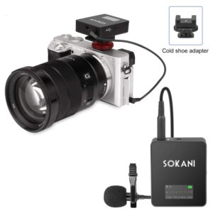 Sokani Tiny UHF Wireless Lavalier Microphone Lav Mic System with Transmitter and Receiver Compatible with Camera Smartphones iPhone Android DSLR Canon Sony Camcorde