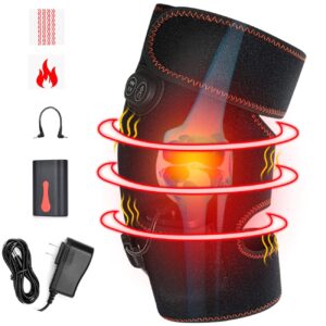 heated knee massager - vibration knee massager for muscles knee massaging knee pad, leg massager, knee heating pad, massage knee brace wrap for arthritis pain and support (one pack)