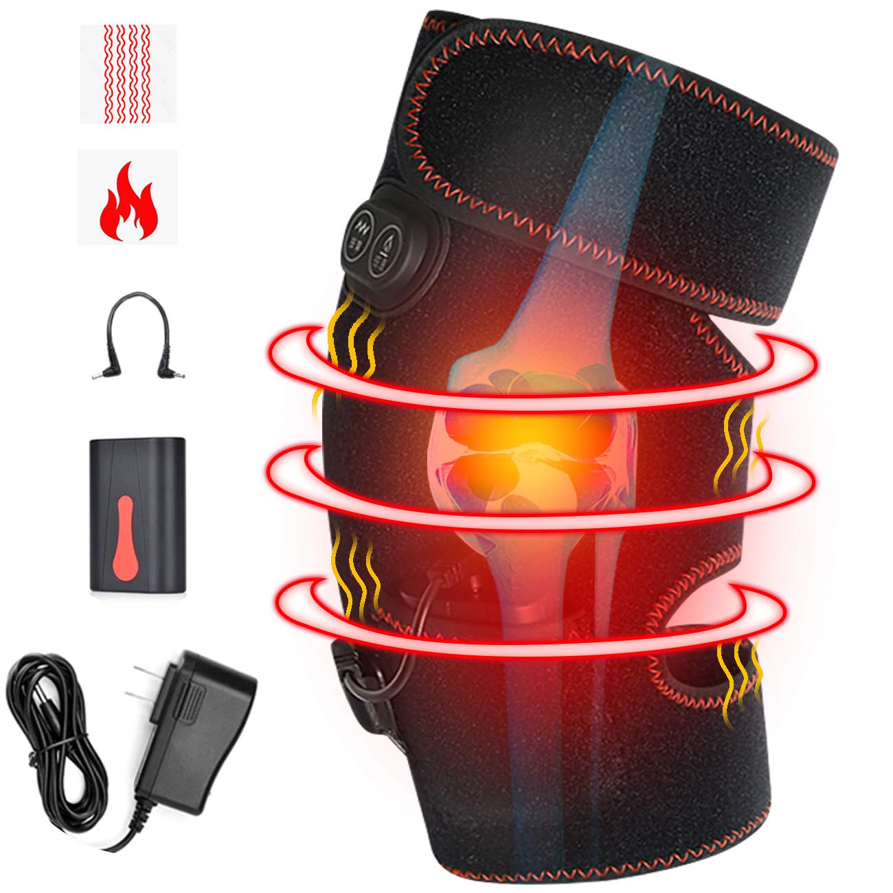 Heated Knee Massager - Vibration Knee Massager for Muscles Knee Massaging Knee Pad, Leg Massager, Knee Heating Pad, Massage Knee Brace Wrap for Arthritis Pain and Support (ONE Pack)