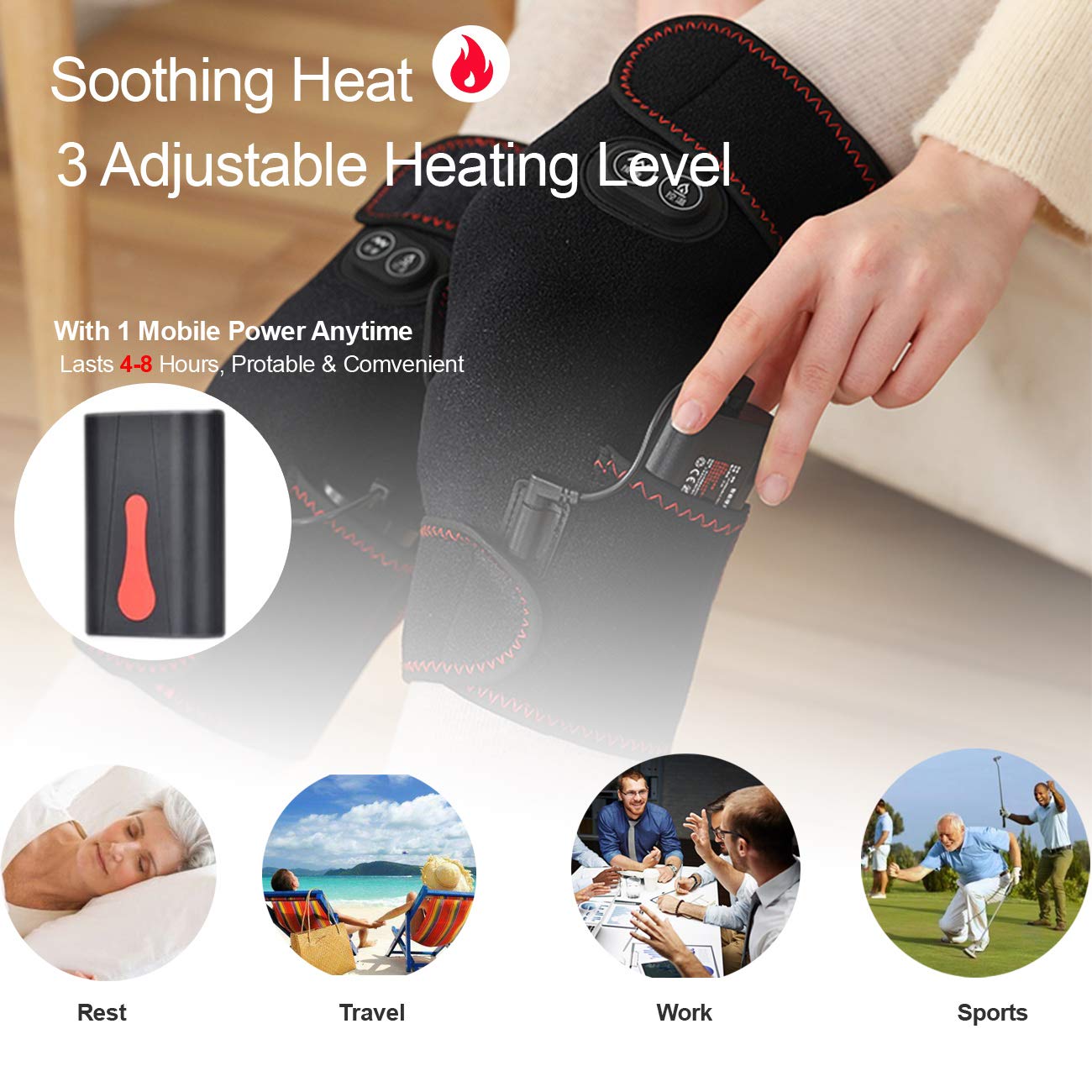 Heated Knee Massager - Vibration Knee Massager for Muscles Knee Massaging Knee Pad, Leg Massager, Knee Heating Pad, Massage Knee Brace Wrap for Arthritis Pain and Support (ONE Pack)