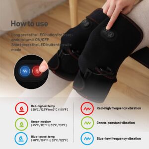 Heated Knee Massager - Vibration Knee Massager for Muscles Knee Massaging Knee Pad, Leg Massager, Knee Heating Pad, Massage Knee Brace Wrap for Arthritis Pain and Support (ONE Pack)