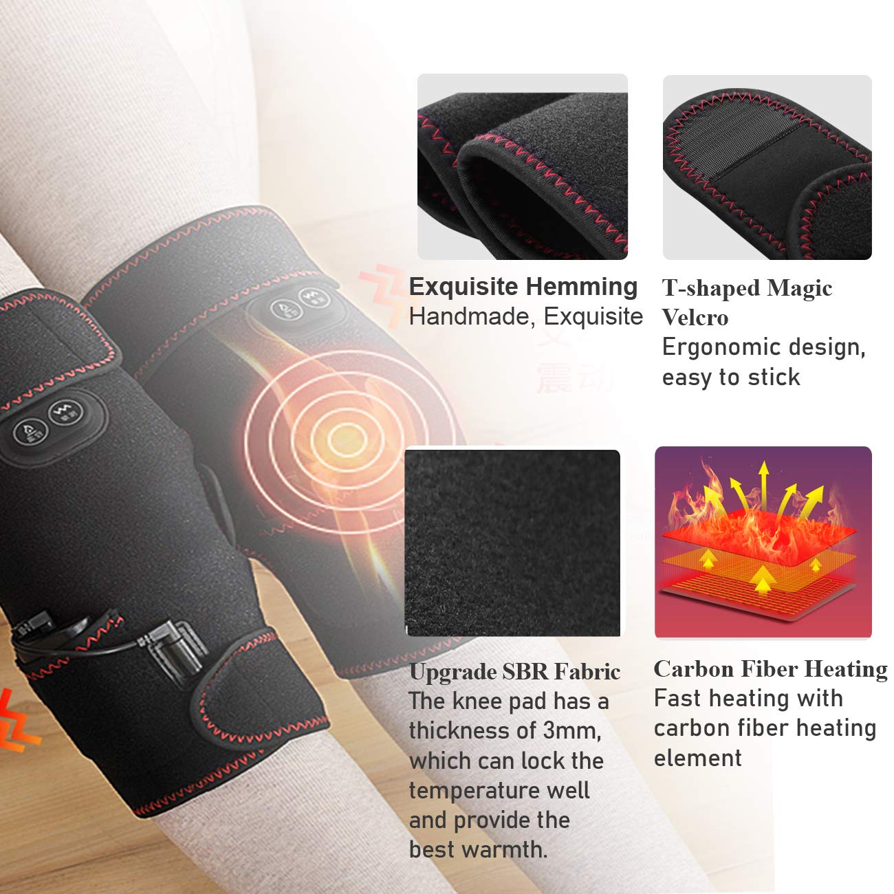 Heated Knee Massager - Vibration Knee Massager for Muscles Knee Massaging Knee Pad, Leg Massager, Knee Heating Pad, Massage Knee Brace Wrap for Arthritis Pain and Support (ONE Pack)