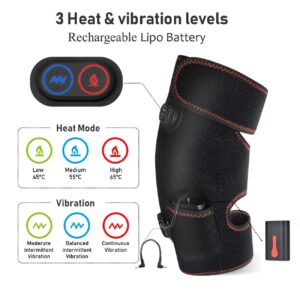 Heated Knee Massager - Vibration Knee Massager for Muscles Knee Massaging Knee Pad, Leg Massager, Knee Heating Pad, Massage Knee Brace Wrap for Arthritis Pain and Support (ONE Pack)