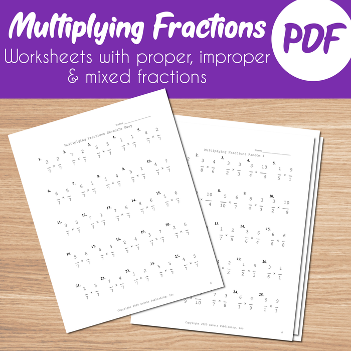 Multiplying Fractions Worksheets