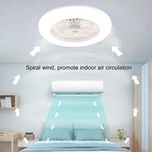 Modern Ceiling Fan with Lights,Adjustable Speed,Remote Control, 22 inch Invisible Acrylic Dimmable Lighting Fan Chandelier for Bedrooms Workout Room in White